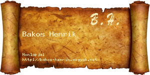 Bakos Henrik névjegykártya